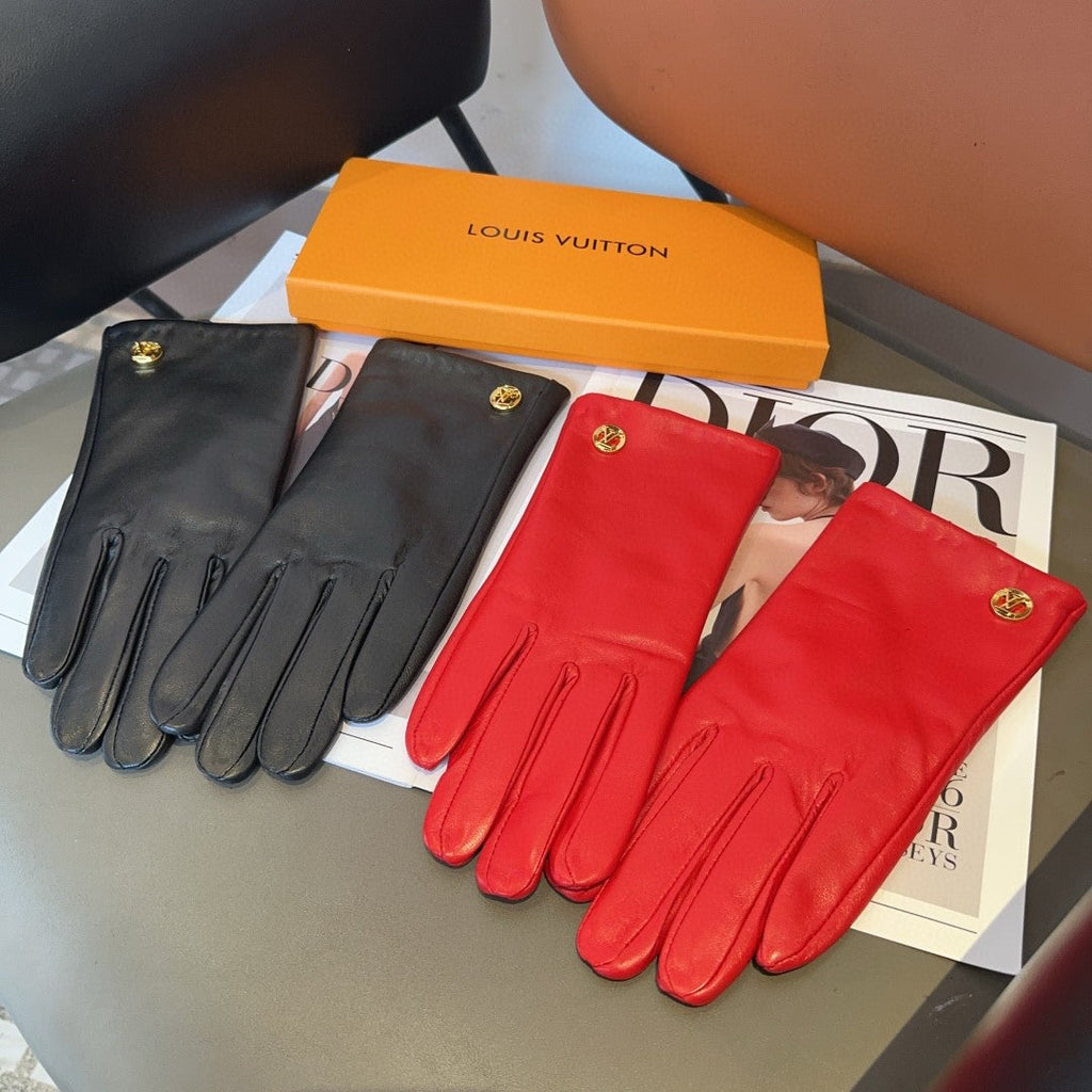 LOUIS VUITTON LV GLOVES IN CHERRY RED LAMBSKIN 463909