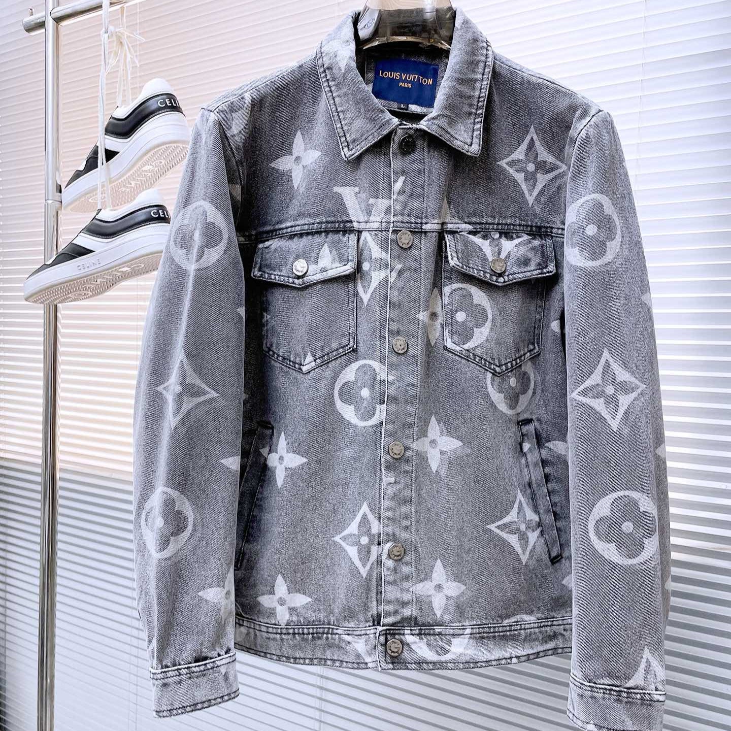 LOUIS VUITTON LV BASIC SHIRT JACKET IN GRAY MONOGRAM DENIM 239130