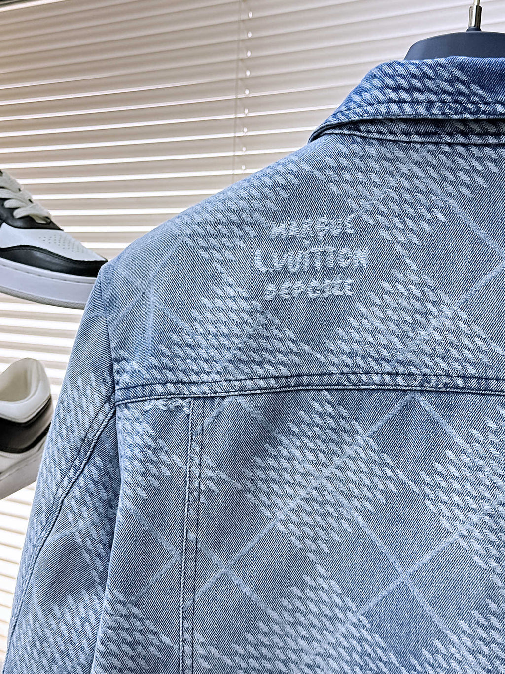 LOUIS VUITTON LV SHIRT JACKET IN BLUE DAMIER DENIM 239128
