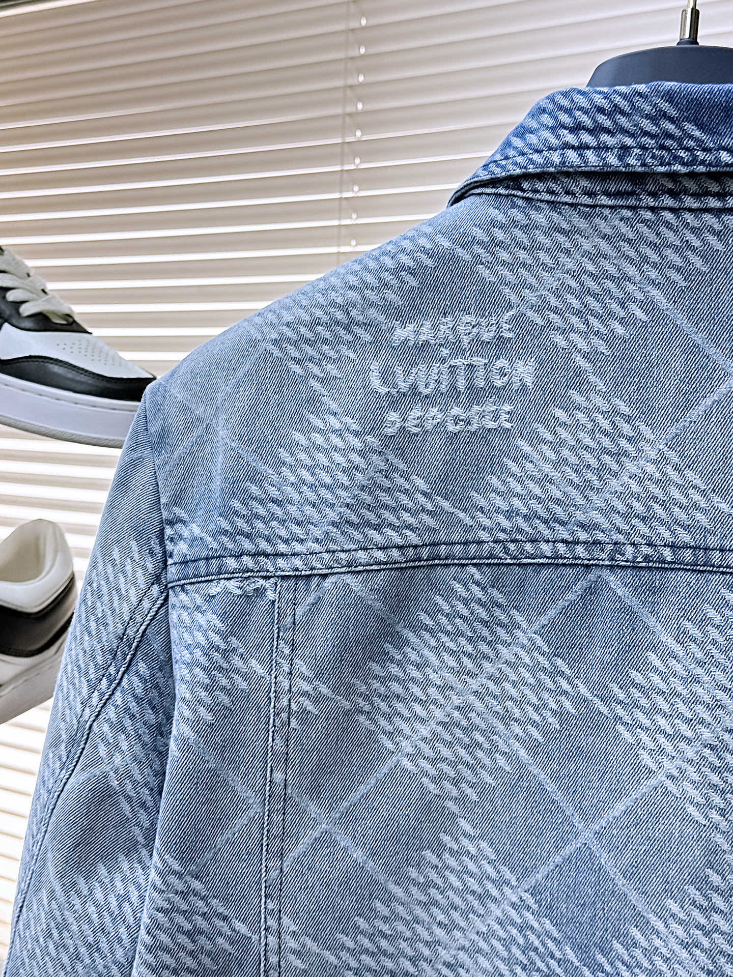 LOUIS VUITTON LV SHIRT JACKET IN BLUE DAMIER DENIM 239128