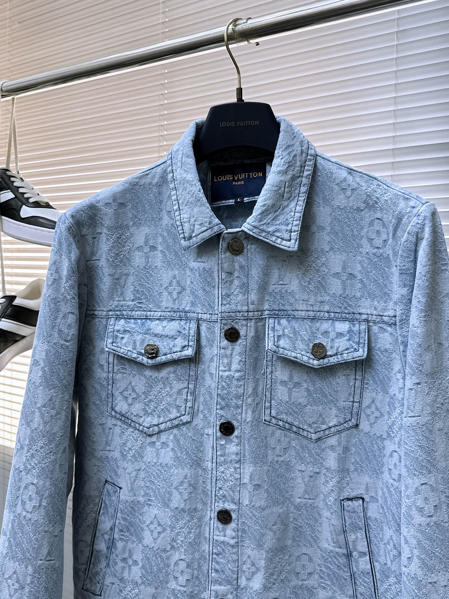 LOUIS VUITTON LV SHIRT JACKET IN LIGHT BLUE MONOGRAM MIX DAMIER DENIM 239121
