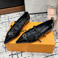 LOUIS VUITTON POINTED FLAT SHOES IN BLACK CALFSKIN