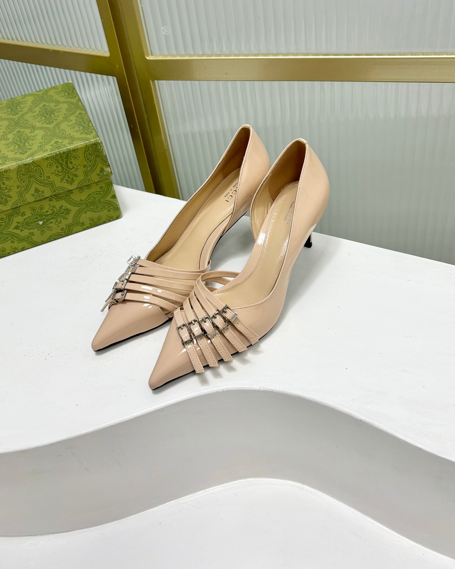 GUCCI HIGH PUMP 6 CM IN TAN BEIGE CALFSKIN