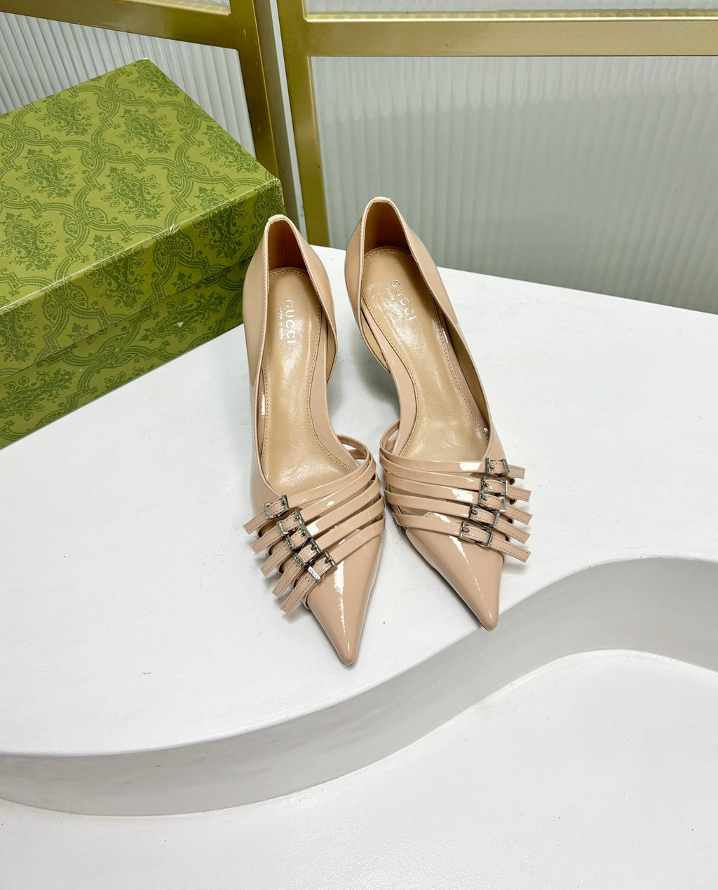 GUCCI HIGH PUMP 6 CM IN TAN BEIGE CALFSKIN