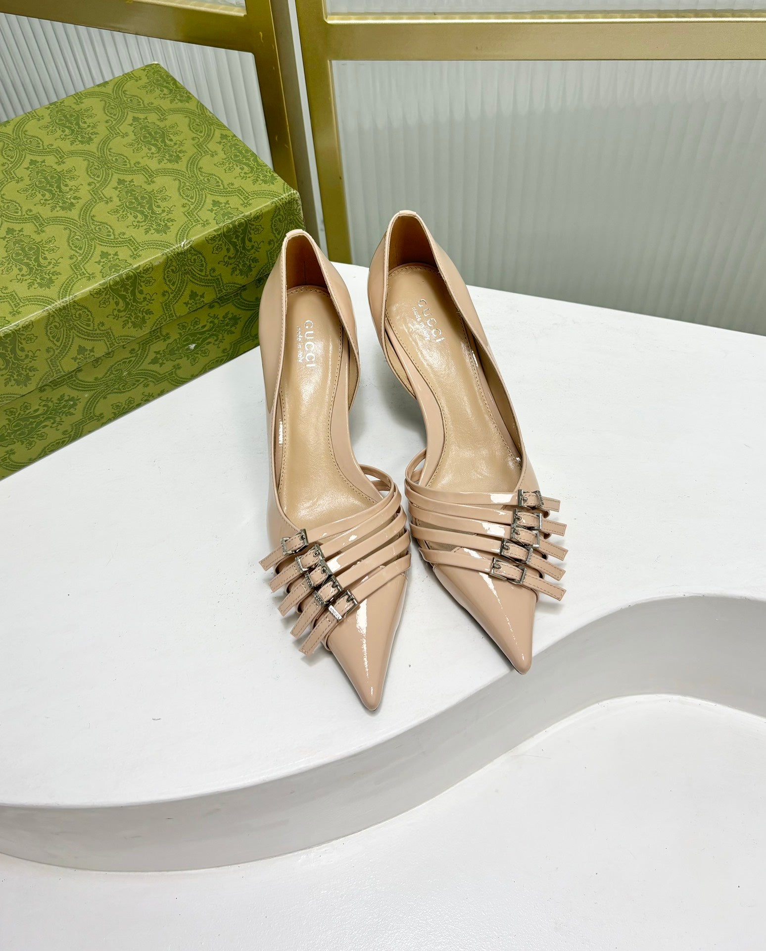 GUCCI HIGH PUMP 6 CM IN TAN BEIGE CALFSKIN