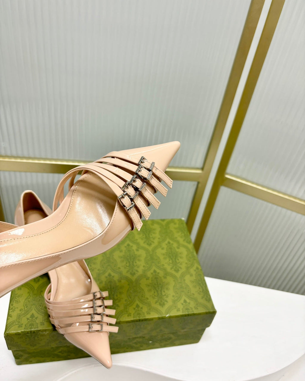 GUCCI HIGH PUMP 6 CM IN TAN BEIGE CALFSKIN