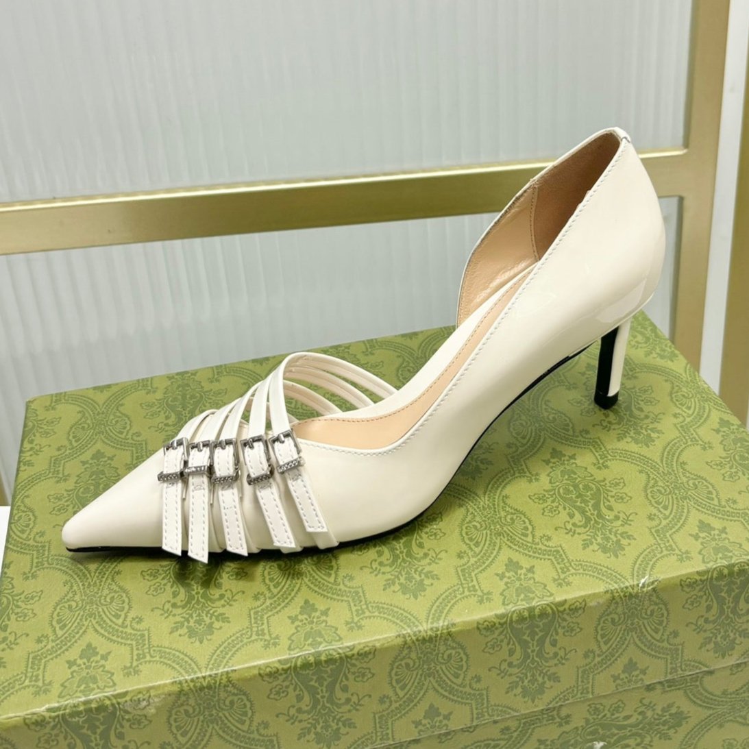 GUCCI HIGH PUMP 6 CM IN WHITE CALFSKIN