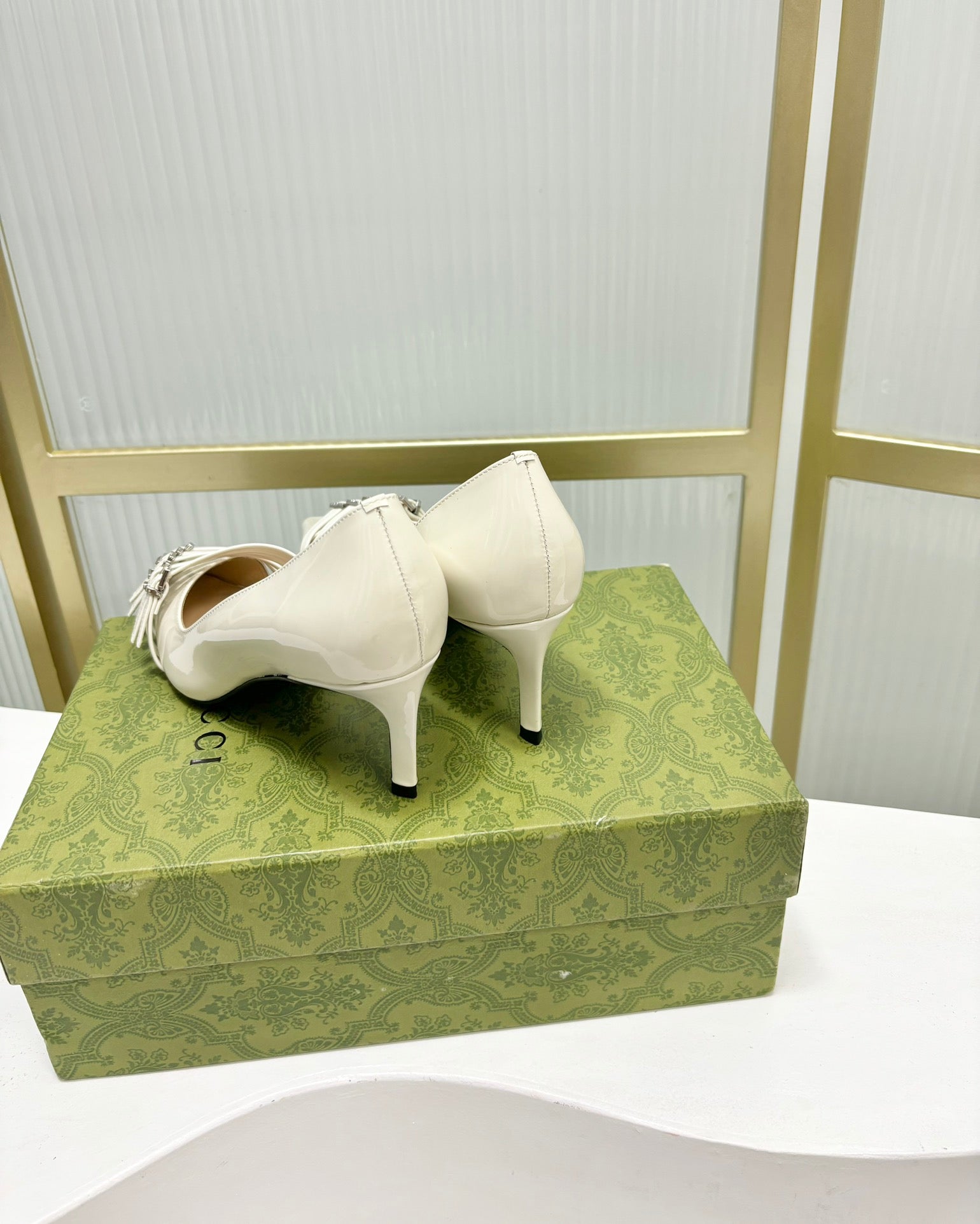 GUCCI HIGH PUMP 6 CM IN WHITE CALFSKIN
