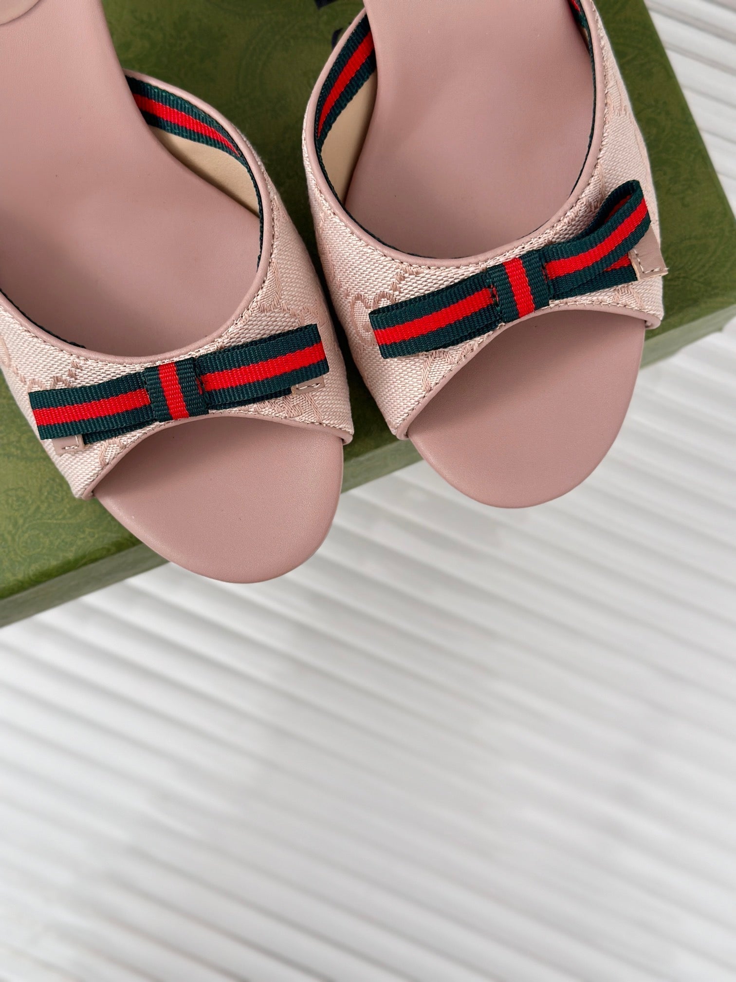 GUCCI Vintage High Heel Slippers Pink Blush