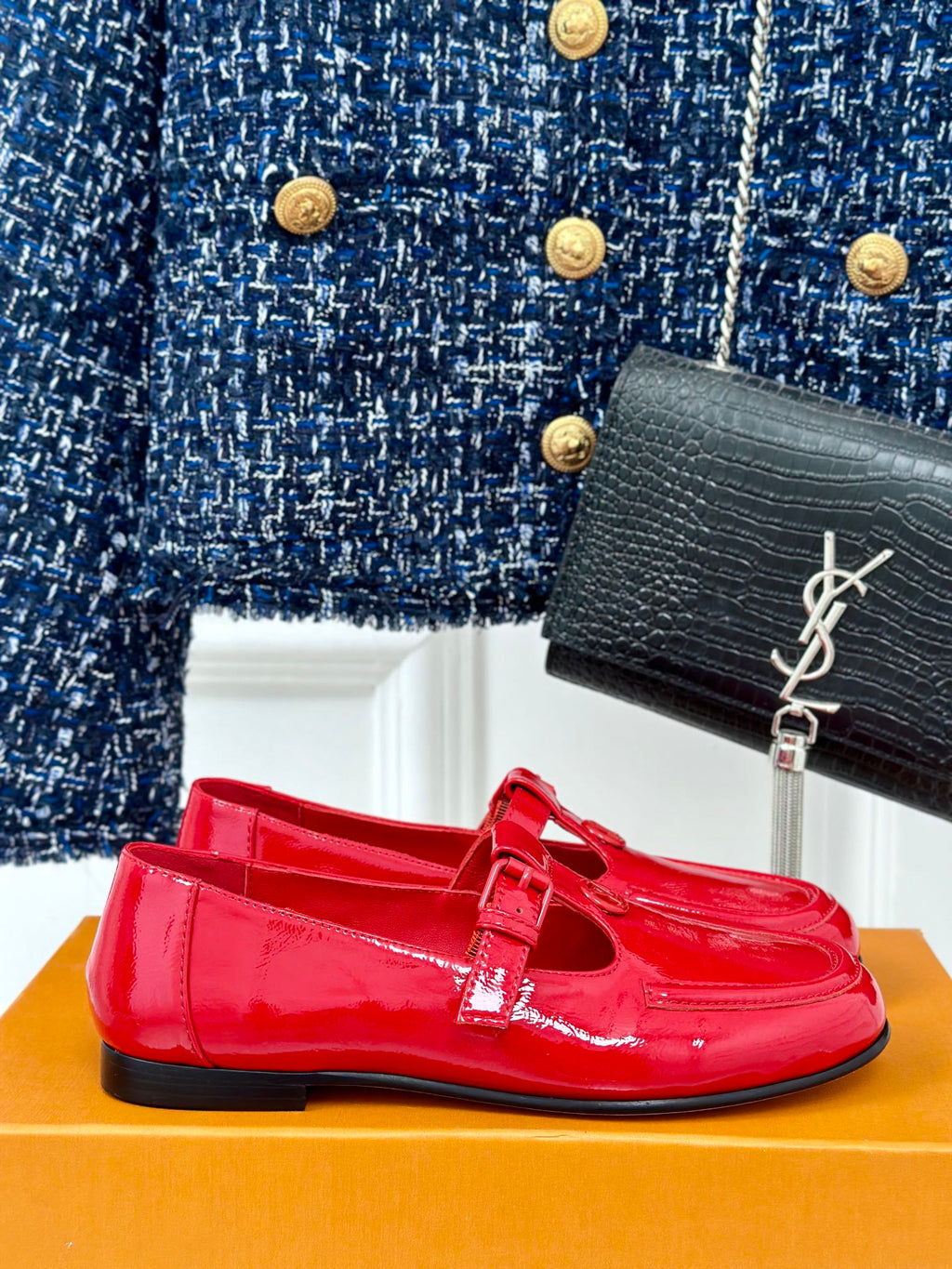 LOUIS VUITTON LV WOMEN SOHO FLAT MARY JANE IN CHERRY RED CALFSKIN