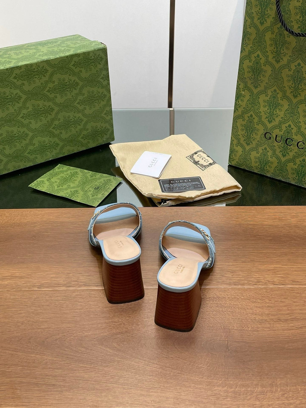 GUCCI SIGNORIA SLIDE SANDAL SKY DENIM