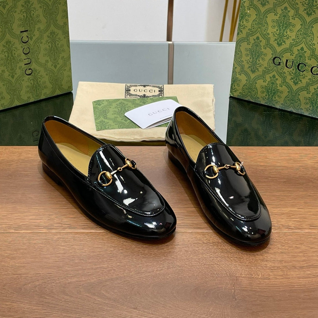 GUCCI JORDAAN LOAFER GLOSSY BLACK LAMBSKIN