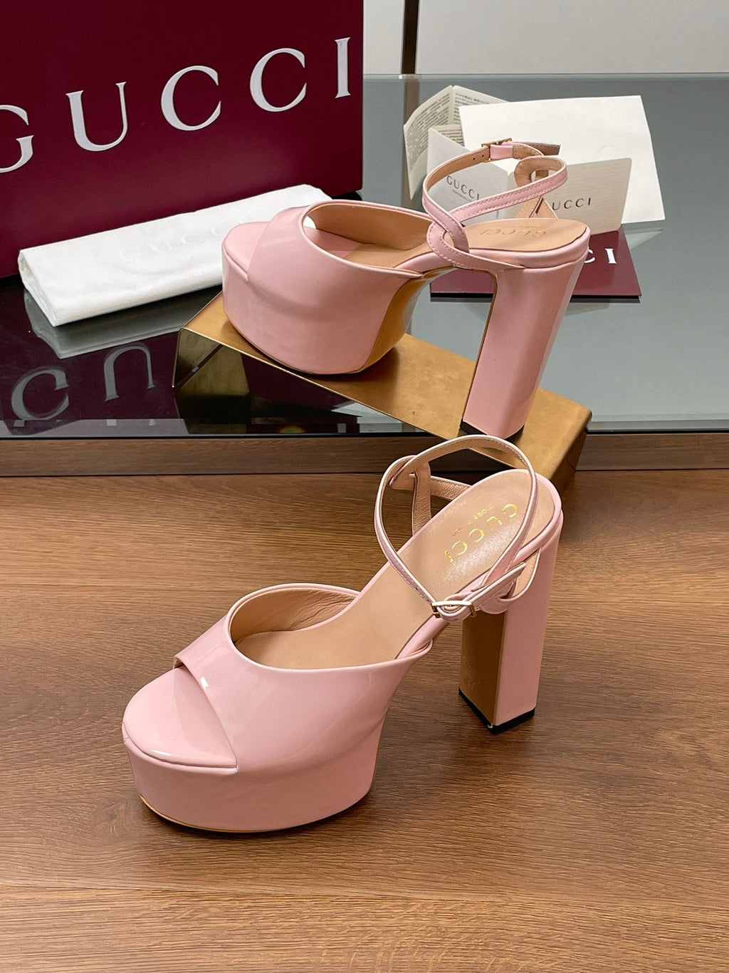 GUCCI HIGH HEEL SANDALS 13 CM IN LIGHT PINK LAMBSKIN