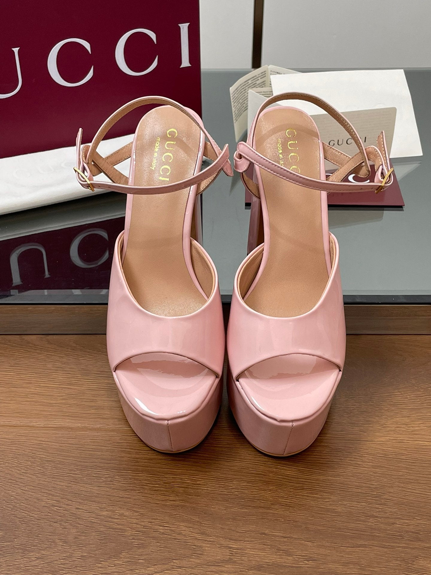 GUCCI HIGH HEEL SANDALS 13 CM IN LIGHT PINK LAMBSKIN