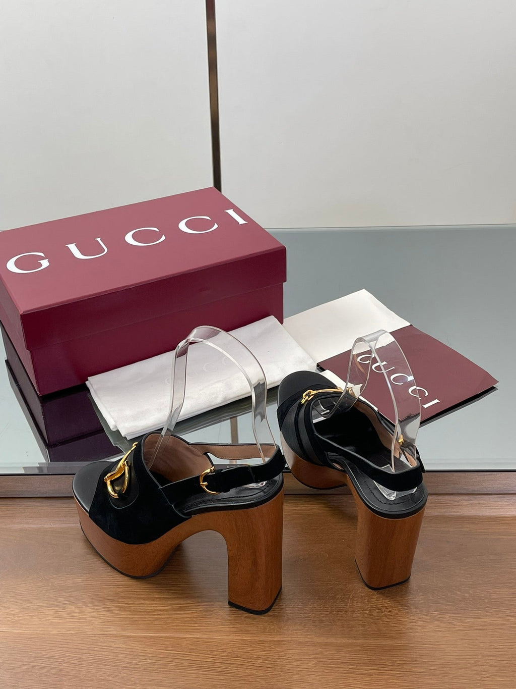 GUCCI HIGH HEEL SANDALS 13 CM IN BLACK CALFSKIN MIX SUEDUE GOLD HARDWARE