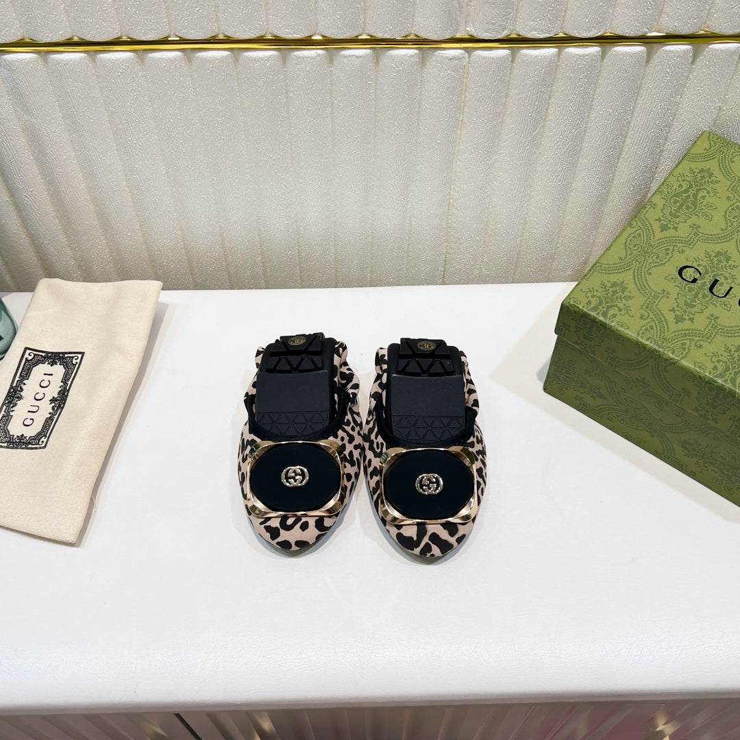 GUCCI BALLET SUPER SLIM LEOPARD PATTERN LAMBSKIN
