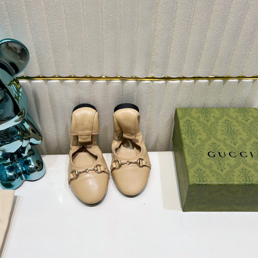 GUCCI BALLET SUPER SLIM BUCKLE CREAM LAMBSKIN