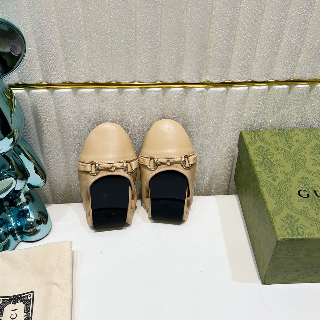 GUCCI BALLET SUPER SLIM BUCKLE CREAM LAMBSKIN