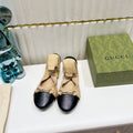 GUCCI BALLET SUPER SLIM BUCKLE BLACK AND CREAM LAMBSKIN