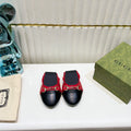 GUCCI BALLET SUPER SLIM BUCKLE BLACK AND CRIMSON LAMBSKIN