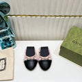 GUCCI BALLET SUPER SLIM BUCKLE PASTEL PINK AND BLACK LAMBSKIN