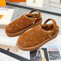 LOUIS VUITTON LV WOMEN'S COSY FLAT COMFORT CLOGS IN RUSSET BROWN MONOGRAM SUEDE