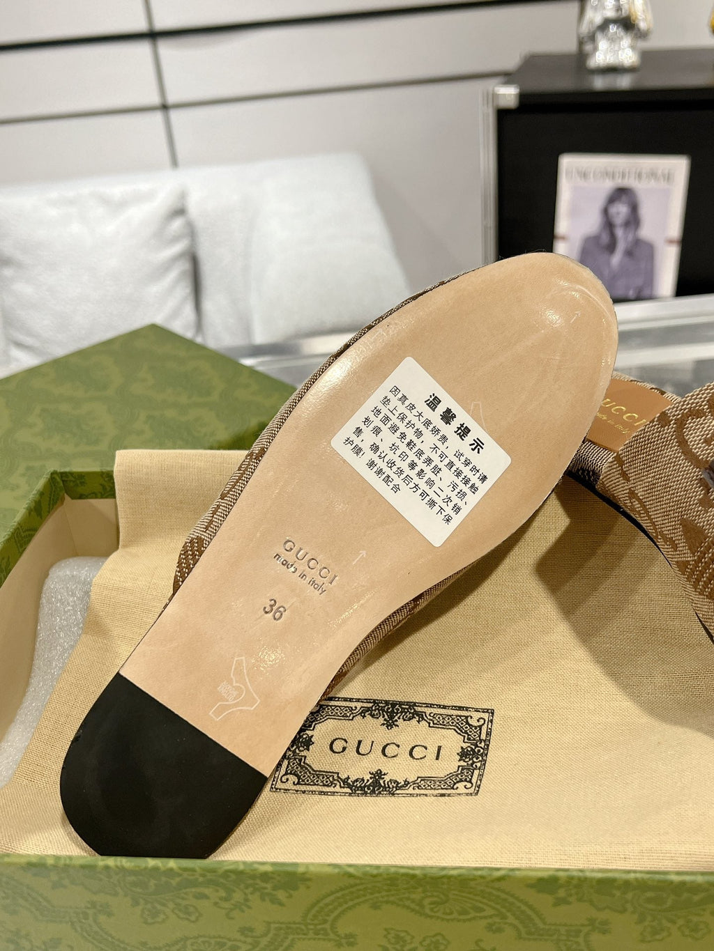 GUCCI & ADIDAS MULE HORSEBIT BUCKLE LIGHT BROWN CANVAS