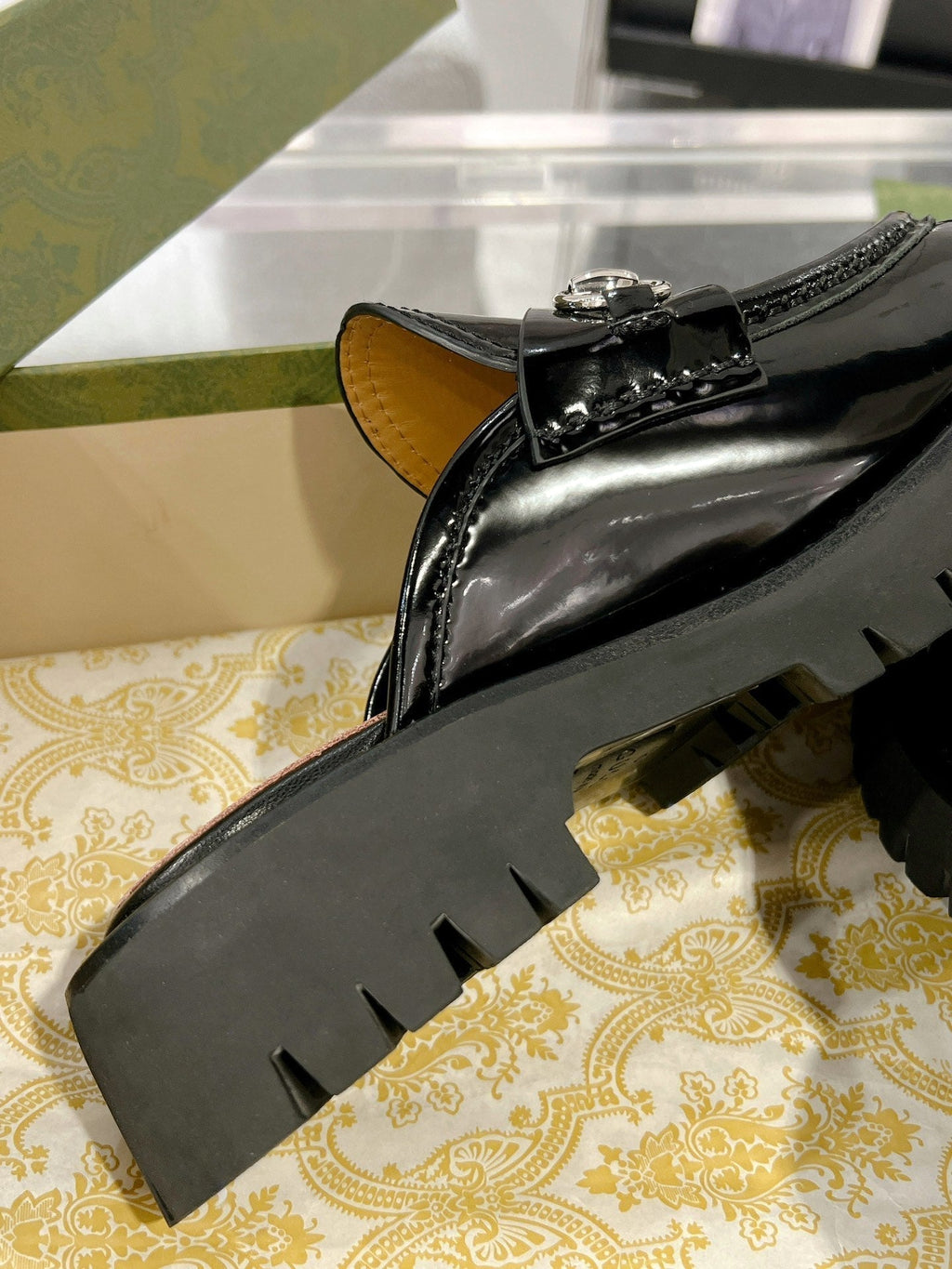 GUCCI MULE WITH HORSEBIT GLOSSY BLACK CALFSKIN