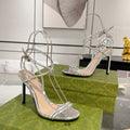 GUCCI 105 STRAPPY SANDAL SILVER CALFSKIN