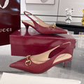 GUCCI MID-HIGH SLINGBACK 4.5 CM IN WINE RED GLOSSY EMBOSSED SUEDE AND SHEEPSKIN LINING