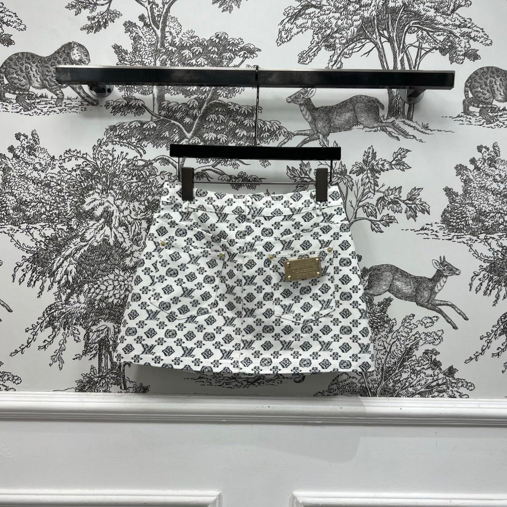 LOUIS VUITTON LV JACQUARD PATTERN DENIM SKIRT 274631
