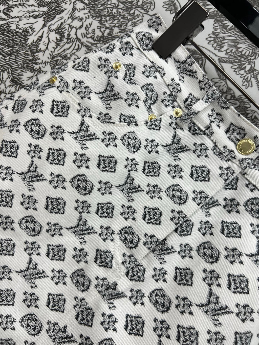 LOUIS VUITTON LV JACQUARD PATTERN DENIM SKIRT 274631