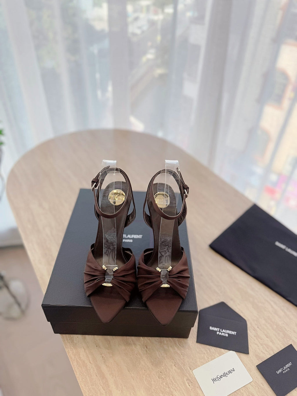 LOUIS VUITTON LOLA SANDAL 10 CM IN CHOCOLATE BROWN VISCOSE AND SILK