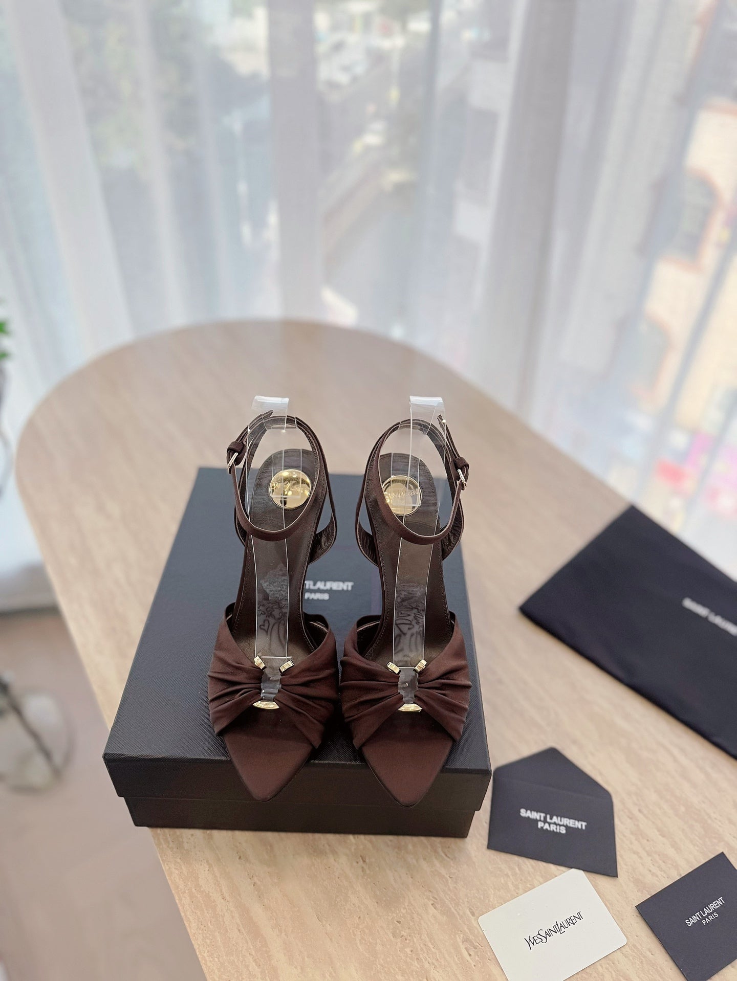 LOUIS VUITTON LOLA SANDAL 10 CM IN CHOCOLATE BROWN VISCOSE AND SILK