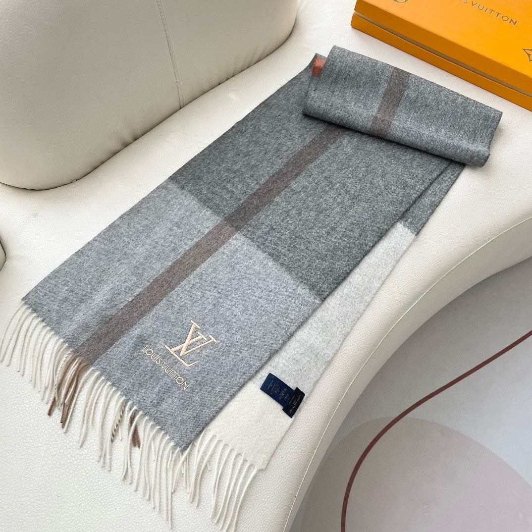 LOUIS VUITTON SCARF 180 CM IN DOVE GRAY CASHMERE 394702