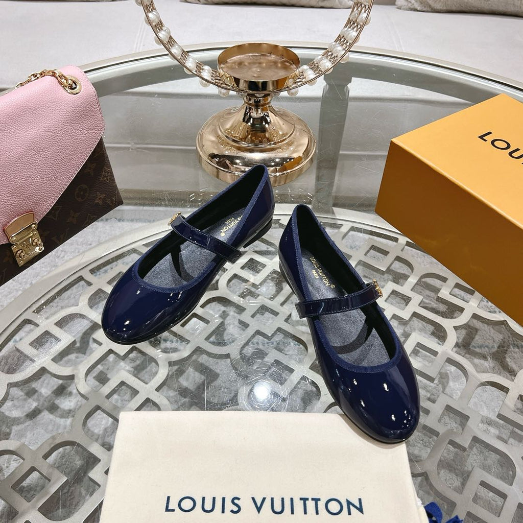 LOUIS VUITTON MARY JANE SHOES IN AEGEAN BLUE PATENT CALFSKIN