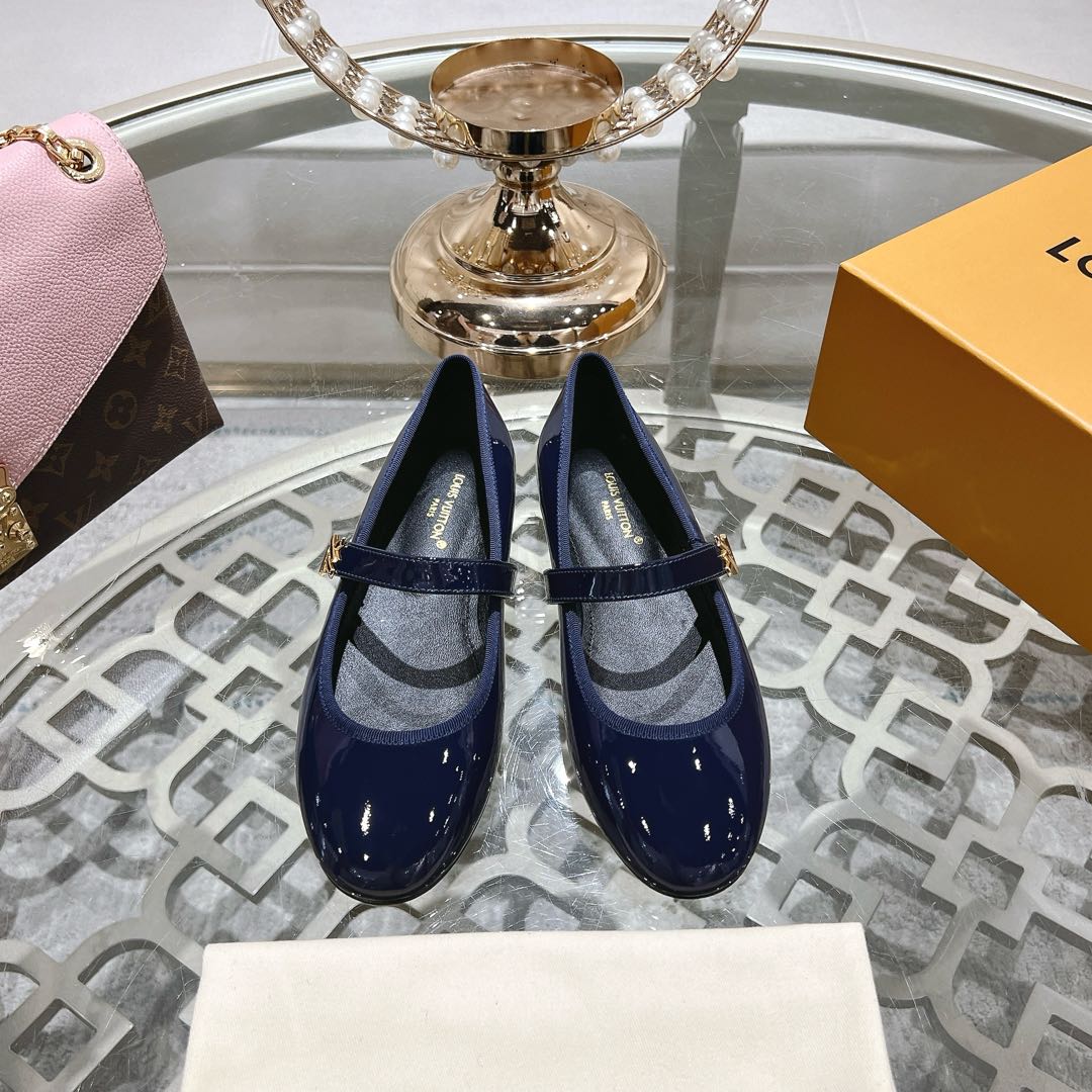LOUIS VUITTON MARY JANE SHOES IN AEGEAN BLUE PATENT CALFSKIN
