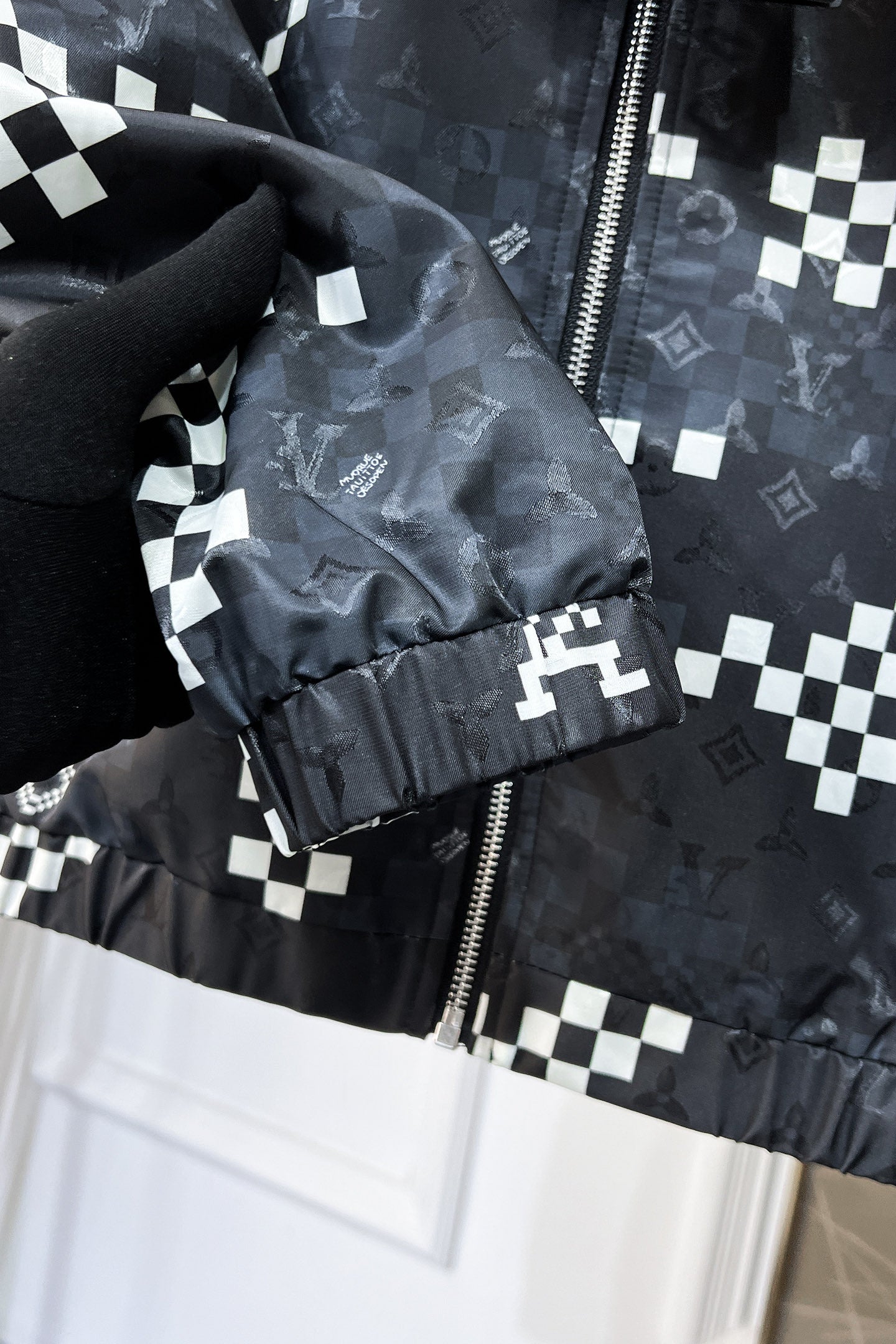 LOUIS VUITTON LV HOODED JACKET BLACK AND WHITE DAMIER 239118
