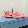 PRADA BRUSHED CUT-OUT BALLERINA FLAT IN SALMON PINK CALFSKIN