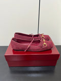GUCCI MARY JANE 25S IN DARK RED CANVAS WITH GOLD HARDWARE