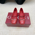 GUCCI BALLET FLAT CRIMSON HORIZONTAL STRAPS LAMBSKIN