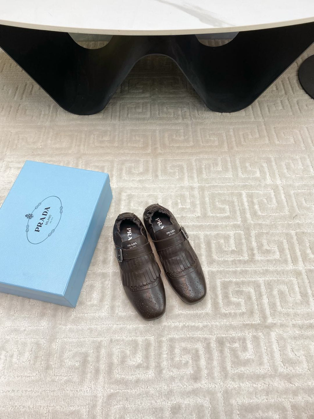 PRADA TASSEL LOAFERS IN WALNUT BROWN LAMBSKIN