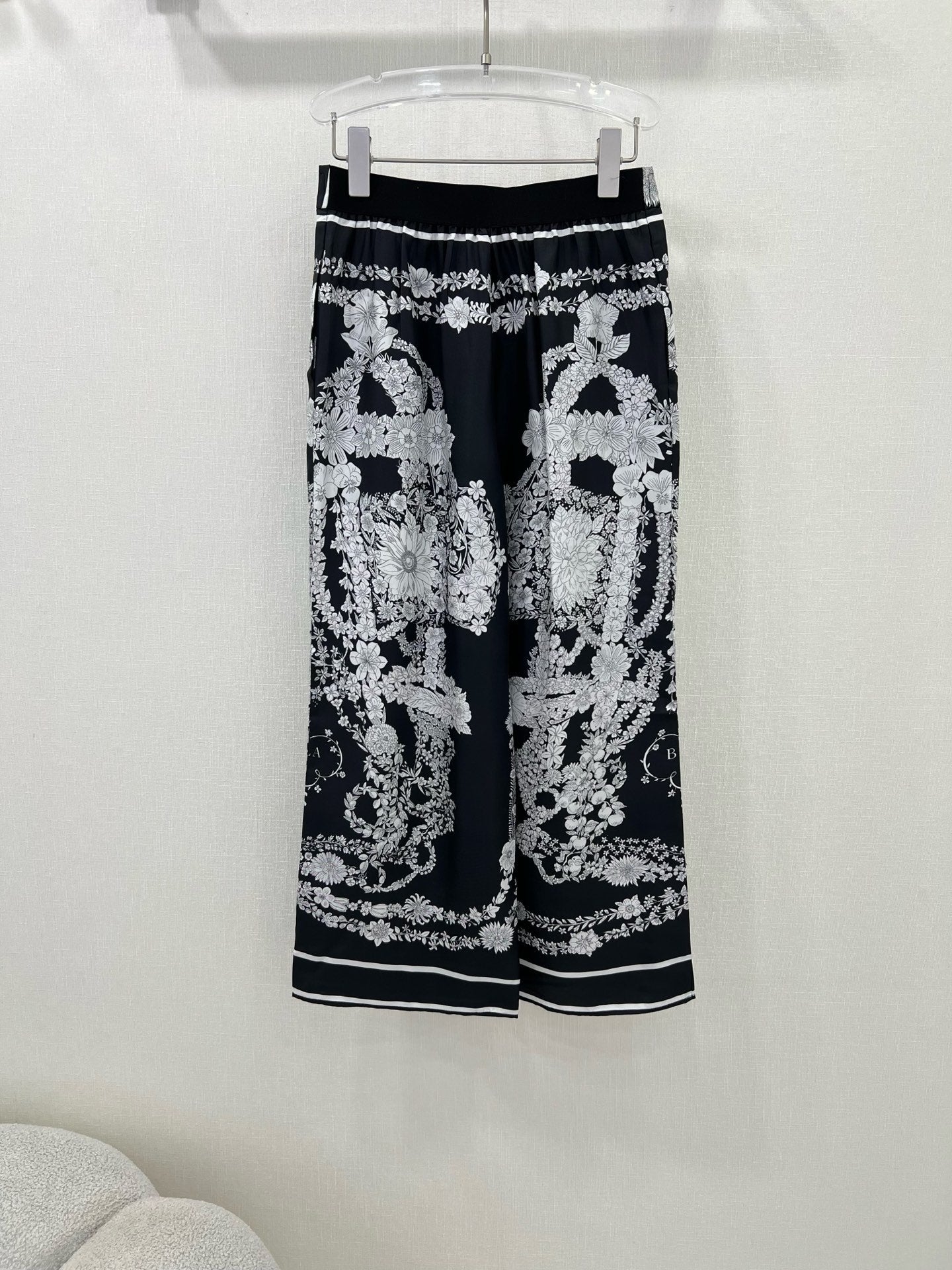 HERMES PRINTED SILK WIDE-LEG PANTS 269259