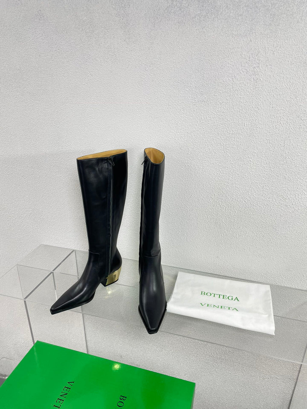 BOTTEGA VENETA TEX HIGH BOOT IN BLACK CALFSKIN