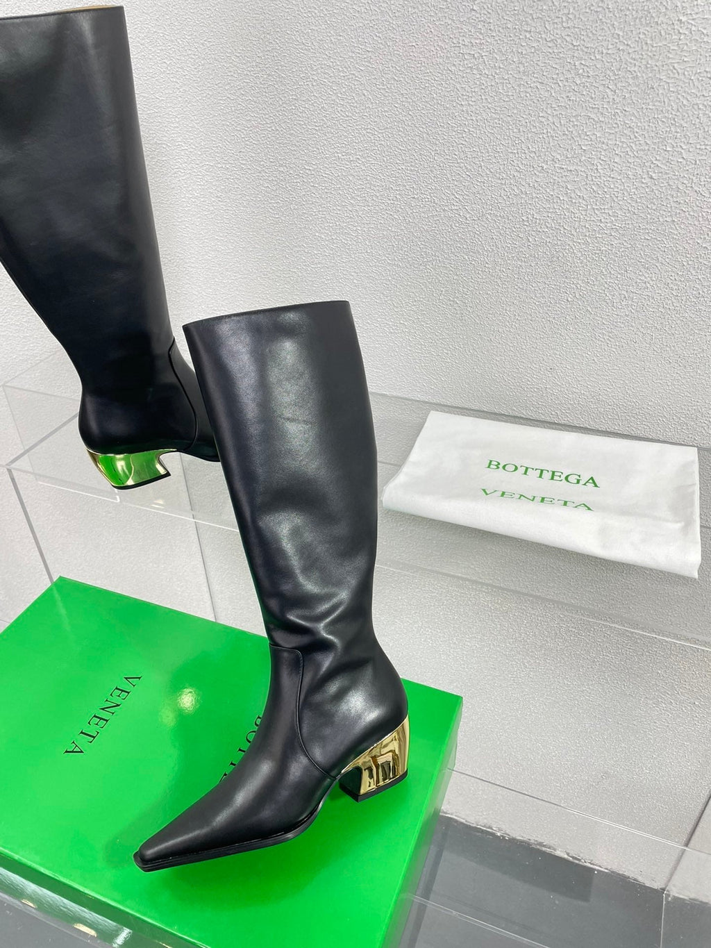 BOTTEGA VENETA TEX HIGH BOOT IN BLACK CALFSKIN