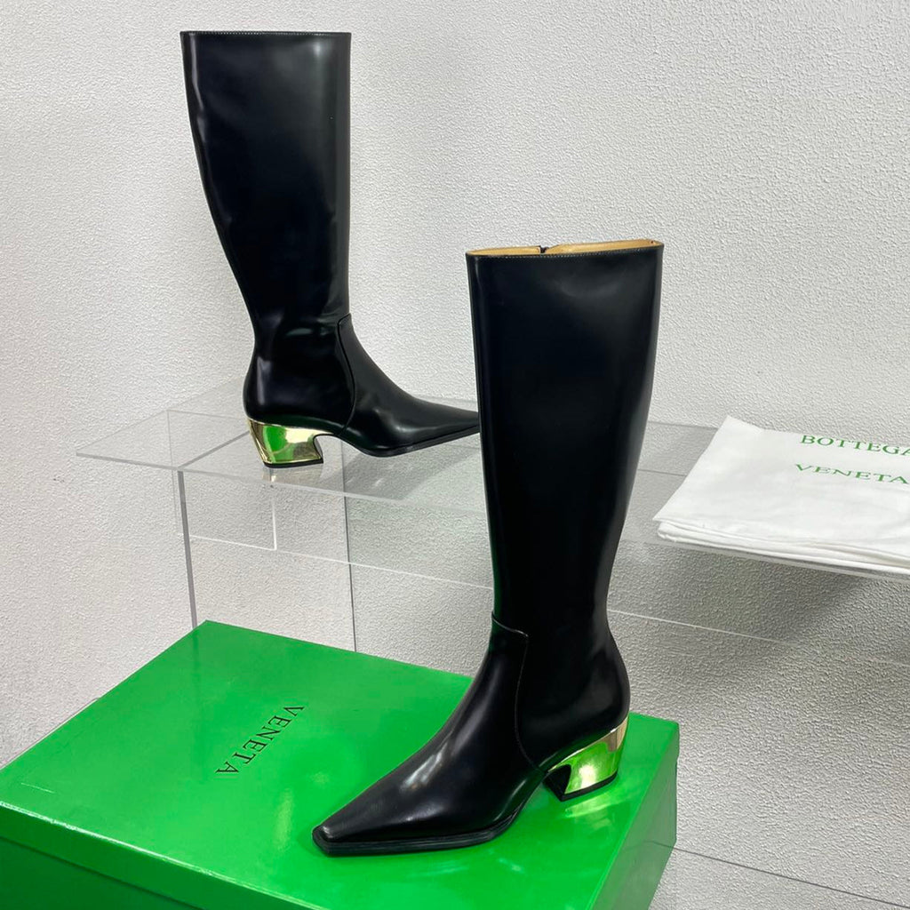 BOTTEGA VENETA TEX HIGH BOOT IN BLACK PATENT CALFSKIN
