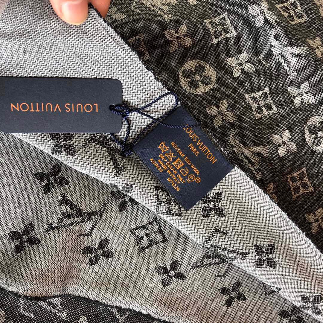 LOUIS VUITTON SCARF 200 CM IN BLACK CASHMERE 393009