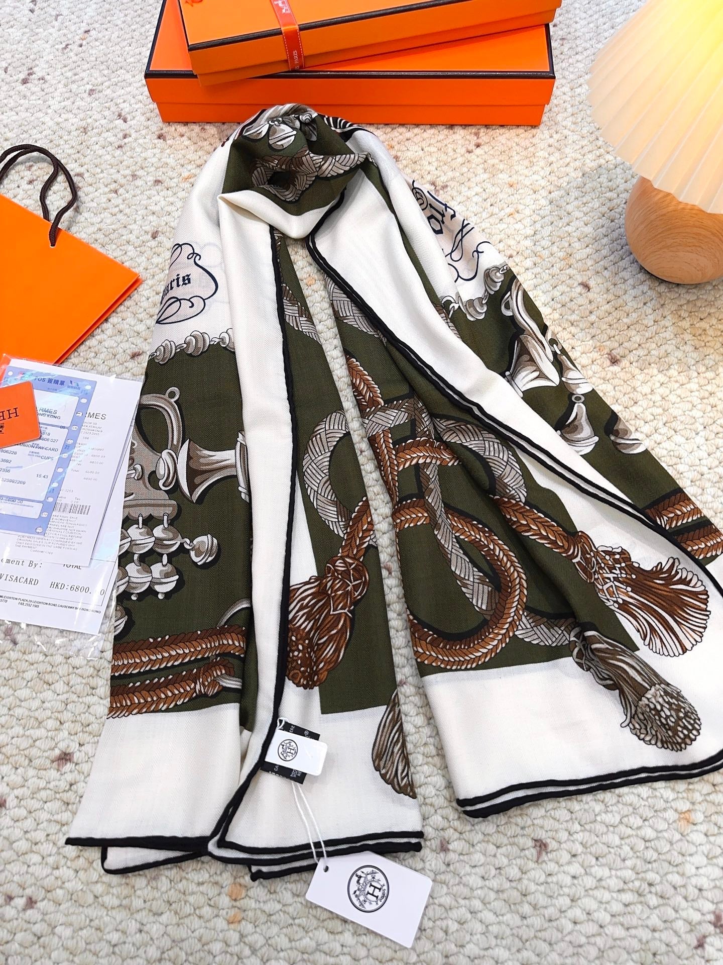 HERMES HERMES 25S SCARF 140 IN CASERE SILK 854538