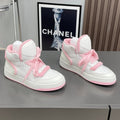 LOUIS VUITTON HIGH-TOP SNEAKERS IN WHITE MIX BABY PINK CALFSKIN
