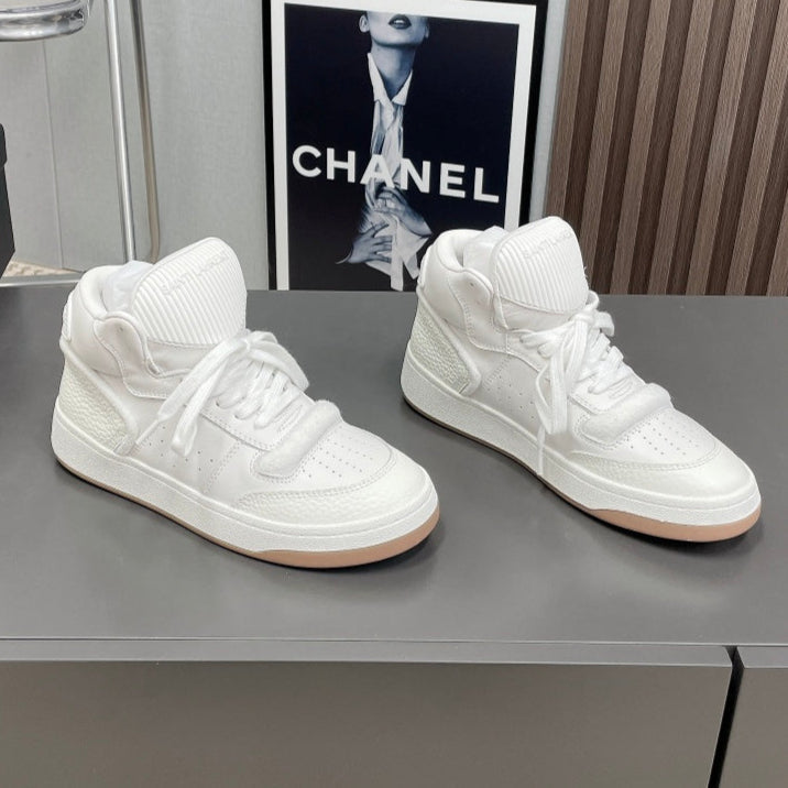 LOUIS VUITTON HIGH-TOP SNEAKERS IN WHITE CALFSKIN